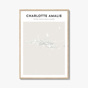 Cartaz do mapa de Charlotte Amalie, impressão do mapa de Charlotte Amalie, arte de parede de viagem de Charlotte Amalie, Ilhas Virgens dos Estados Unidos