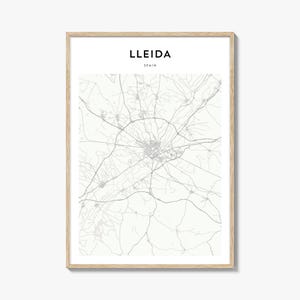 Lleida Karte Poster, Lleida Karte Druck, Lleida Reisewandkunst, Lleida personalisierte Karte, Spanien