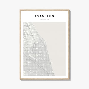 Evanston Map Poster, Evanston Map Print, Evanston Travel Wall Art, Evanston Personalized Map, Illinois