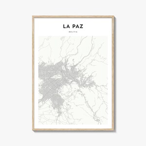 La Paz Bolivia Map Poster, La Paz Map Print, La Paz Travel Wall Art, La Paz Personalized Map,