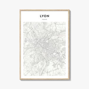 Lyon Map Poster, Lyon Map Print, Lyon Travel Wall Art, Lyon Personalized Map, France