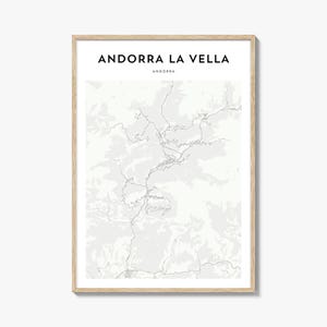 Pôster do mapa de Andorra la Vella, impressão de mapa de Andorra la Vella, arte de parede de viagem de Andorra la Vella, mapa personalizado de Andorra la Vella, Andorra