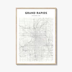 Grand Rapids Map Print, Michigan Poster, USA Wall Art, Grand Rapids Custom Street Decor