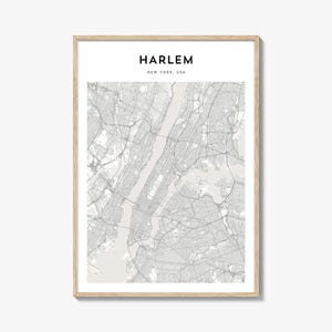 Harlem Map Poster, Harlem Map Print, Harlem Travel Wall Art, Harlem Personalized Map, New York