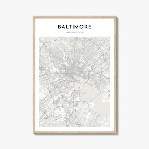 Baltimore Map Poster, Baltimore Map Print, Baltimore Travel Wall Art, Baltimore Personalized Map, Maryland