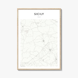 Sicily Map Poster, Sicily Map Print, Sicily Travel Wall Art, Sicily Personalized Map, Italy