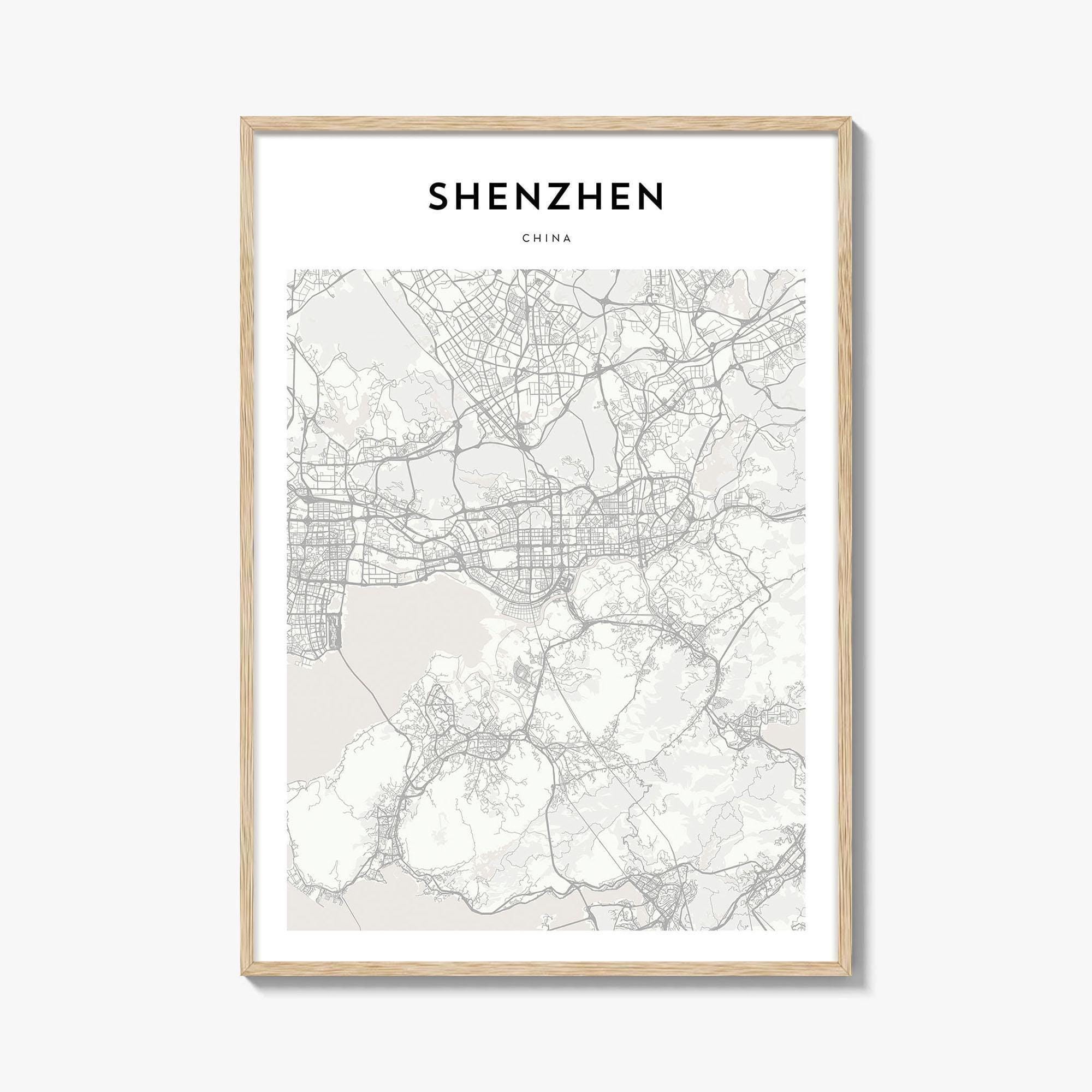 Shenzhen Map Poster, Shenzhen Map Print, Shenzhen Travel Wall Art, Shenzhen Personalized Map, China