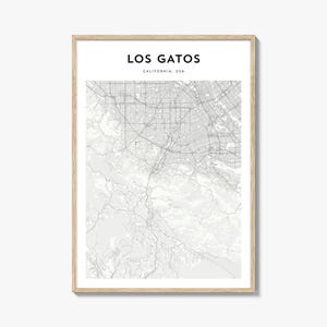 ロスガトス地図ポスター、ロスガトス地図プリント、ロスガトス旅行壁アート、ロスガトスパーソナライズ地図、カリフォルニア