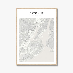 Bayonne New Jersey Map Poster, Bayonne Map Print, Bayonne Travel Wall Art, Bayonne Personalized Map,
