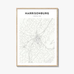 Harrisonburg Map Poster, Harrisonburg Map Print, Harrisonburg Travel Wall Art, Harrisonburg Personalized Map, Virginia
