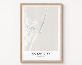 Ocean City Map Poster, Minimalist Print, Street Maryland Wall Art, Travel Decor