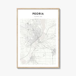 Poster mappa Peoria Illinois, stampa mappa Peoria, arte murale da viaggio Peoria, mappa personalizzata Peoria,
