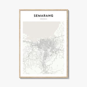 Semarang-kaartposter, Semarang-kaartafdruk, Semarang-reiskunst aan de muur, gepersonaliseerde Semarang-kaart, Indonesië