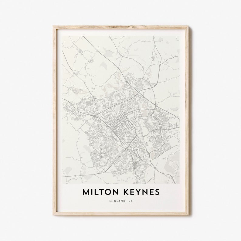 Map of Milton Keynes Milton Keynes Map Print Milton Keynes Etsy