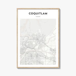 Affiche de carte de Coquitlam, impression de carte de Coquitlam, art mural voyage Coquitlam, carte personnalisée Coquitlam, Canada