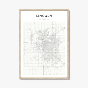Lincoln Map Poster, Lincoln Map Print, Lincoln Travel Wall Art, Lincoln Personalized Map, Nebraska
