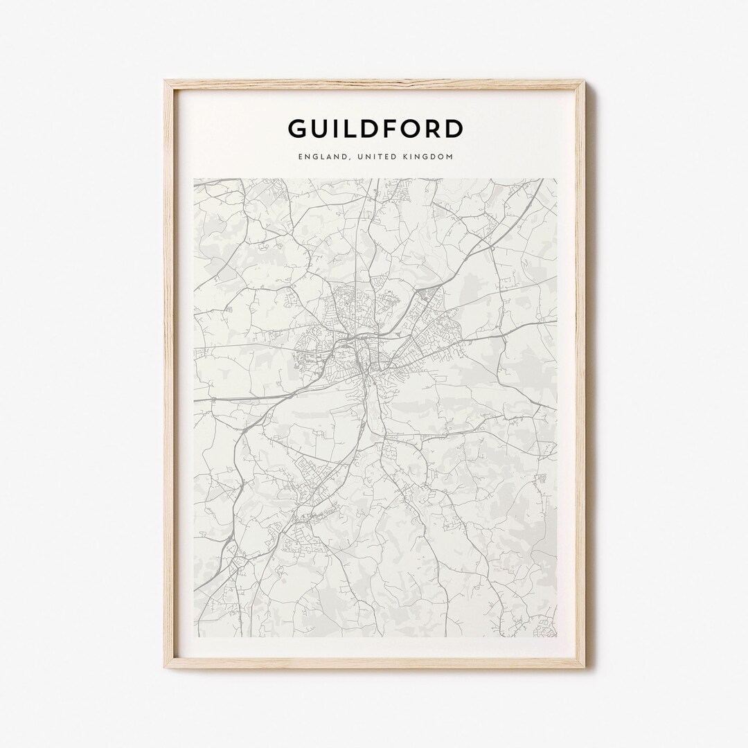 Guildford Map Poster Guildford Map Print Guildford Etsy