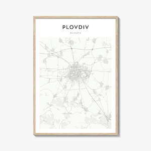 Pôster do mapa de Plovdiv, impressão do mapa de Plovdiv, arte de parede de viagem de Plovdiv, mapa personalizado de Plovdiv, Bulgária