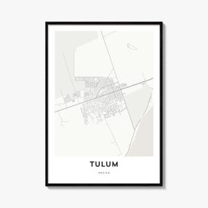 Póster con mapa de Tulum, lámina minimalista de la ciudad, arte mural de México