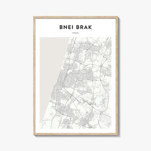 Bnei Brak Map Poster, Bnei Brak Map Print, Bnei Brak Travel Wall Art, Bnei Brak Personalized Map, Israel