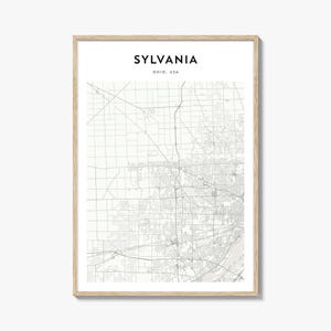 Sylvania Map Poster, Sylvania Map Print, Sylvania Travel Wall Art, Sylvania Personalized Map, Ohio