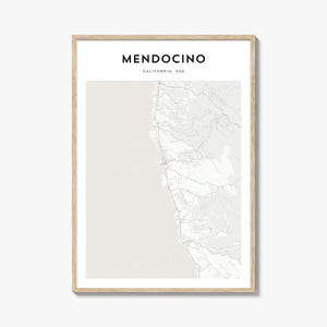 Mendocino Map Poster, Mendocino Map Print, Mendocino Travel Wall Art, Mendocino Personalized Map, California