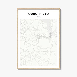 Cartel del mapa de Ouro Preto, impresión de mapas de Ouro Preto, arte de la pared de viaje de Ouro Preto, mapa personalizado de Ouro Preto, Brasil