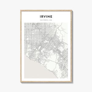 Cartaz de mapa de Irvine, impressão de mapa de Irvine, arte de parede de viagem de Irvine, mapa personalizado de Irvine, Califórnia