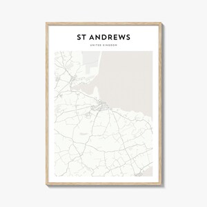 Cartaz do mapa de St Andrews, impressão do mapa de St Andrews, arte de parede de viagem de St Andrews, mapa personalizado de St Andrews, Reino Unido