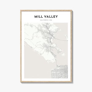 Mill Valley kaart poster, Mill Valley kaart print, Mill Valley reizen muurkunst, Mill Valley gepersonaliseerde kaart, Californië