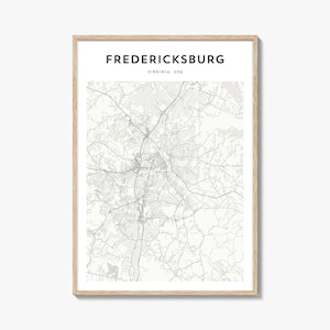 Fredericksburg Map Poster, Fredericksburg Map Print, Fredericksburg Travel Wall Art, Fredericksburg Personalized Map, Virginia