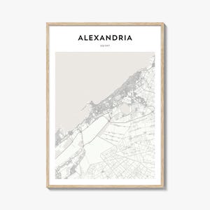 Cartaz do mapa de Alexandria, Egito, impressão do mapa de Alexandria, arte de parede de viagem de Alexandria, mapa personalizado de Alexandria,