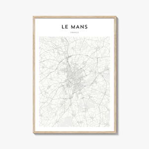 Le Mans Karte Poster, Le Mans Karte Druck, Le Mans Reisewandkunst, Le Mans personalisierte Karte, Frankreich