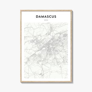 Damascus Map Poster, Damascus Map Print, Damascus Travel Wall Art, Damascus Personalized Map, Syria