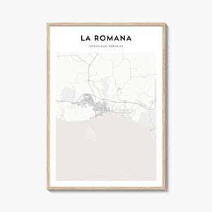 Affiche de carte de La Romana, impression de carte de La Romana, art mural voyage La Romana, carte personnalisée La Romana, République dominicaine