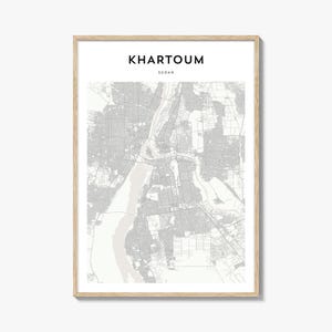 Khartoum Map Poster, Khartoum Map Print, Khartoum Travel Wall Art, Khartoum Personalized Map, Sudan