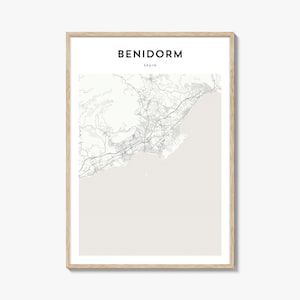 Benidorm Karte Poster, Benidorm Karte Druck, Benidorm Reisewandkunst, Benidorm personalisierte Karte, Spanien