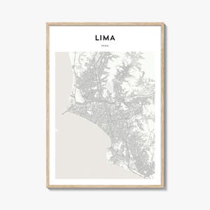 Lima Map Poster, Lima Map Print, Lima Travel Wall Art, Lima Personalized Map, Peru