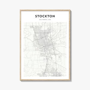 Stockton Map Poster, Stockton Map Print, Stockton Travel Wall Art, Stockton Personalized Map, California