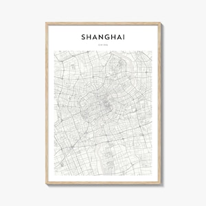 Shanghai Karte Poster, Shanghai Karte Druck, Shanghai Reisewandkunst, Shanghai personalisierte Karte, China