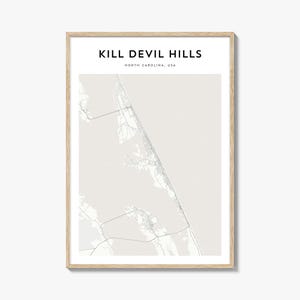 Kill Devil Hills Karte Poster, Kill Devil Hills Karte Druck, Kill Devil Hills Reisewandkunst, Kill Devil Hills Reisewandkunst, personalisierte Karte, North Carolina