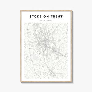 Stoke-on-Trent Karte Poster, Stoke-on-Trent Karte Druck, Stoke-on-Trent Reisewandkunst, Stoke-on-Trent personalisierte Karte, Vereinigtes Königreich