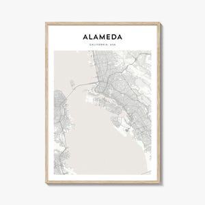 Alameda Map Poster, Alameda Map Print, Alameda Travel Wall Art, Alameda Personalized Map, California