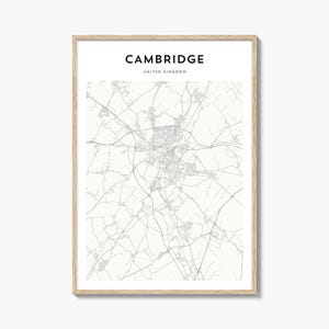 Cambridge United Kingdom Map Poster, Cambridge Map Print, Cambridge Travel Wall Art, Cambridge Personalized Map,