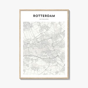 Rotterdam Karte Poster, Rotterdam Karte Druck, Rotterdam Reisewandkunst, Rote Karte, Niederlande