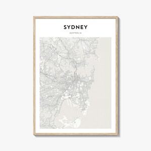 Póster con mapa de Sídney, impresión de mapa de Sídney, arte mural de viaje de Sídney, mapa personalizado de Sídney, Australia