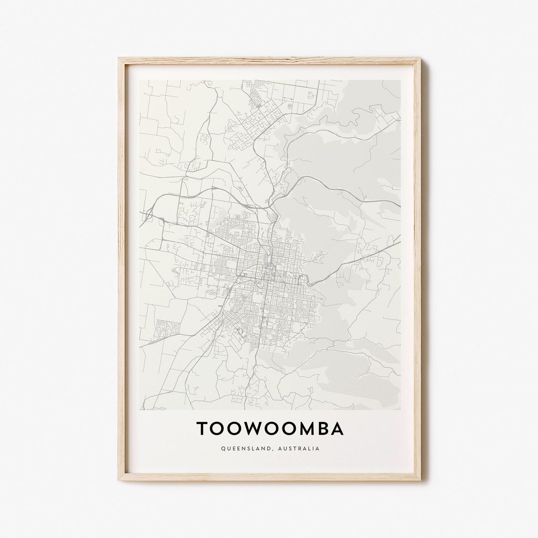 Map of Toowoomba Toowoomba Map Print Toowoomba Map Poster Etsy