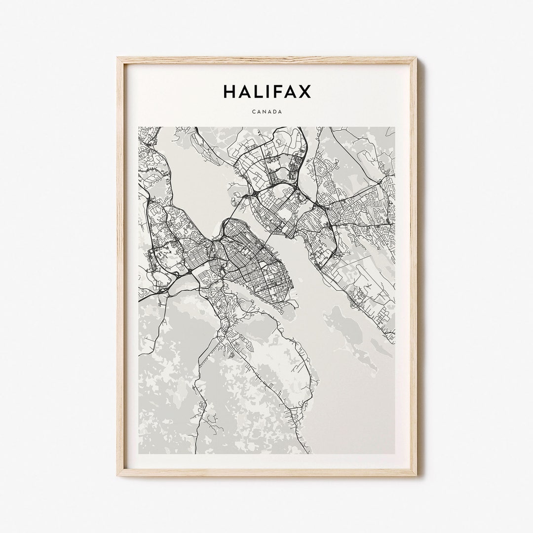 Halifax Custom Black Map Halifax Map Halifax Print Halifax Etsy