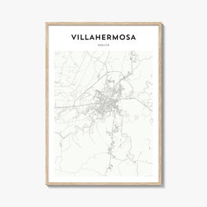 Villahermosa Map Poster, Villahermosa Map Print, Villahermosa Travel Wall Art, Villahermosa Personalized Map, Mexico