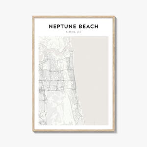 Neptune Beach kaart poster, Neptune Beach kaart print, Neptune Beach reizen kunst aan de muur, Neptune Beach gepersonaliseerde kaart, Florida
